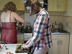 blonde milf and cute teen lesbian kitchen play no panties big asses closeup