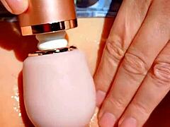 mature blonde cougar fingers spreads shaved wet cunt closeup