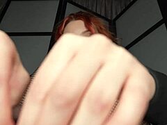 Redhead babe's virtual foot fetish dildo play begs your cumshot facial