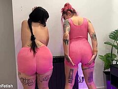 Whoa huge boobs jumping tits belly ass shaking!