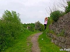 Chubby british milf flashes fat ass public outdoor kinky