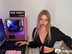 Blonde Russian Babe Deepthroats Bent Over My Monster Cock POV