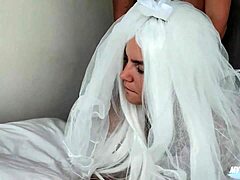 Cheating bride doggystyle creampie swallows juicy cum pov