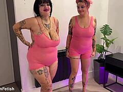 Whoa huge boobs jumping tits belly ass shaking!