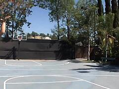 fit blonde's pussy licked fucked hard outdoors cowgirl style