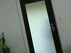 Brunette teen sucks big tits bounce on old cock