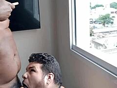 stepdad's huge black cock dominates fat boy window pounding favela style
