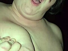 Milf leaks milk from huge tits while riding thick cock