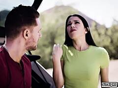 stepbro gives petite brunette to me for monster cock deepthroat face fucking domination