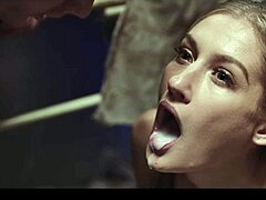 hot blonde tiffany tatum frozen bent over for cum overflowing mouth fuck