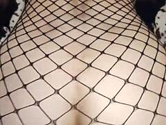 Beautiful milf strips erotic lingerie stockings for intense ass teasing