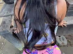 naughty colombian housewife trades help for swallowing hubby's cream outdoors