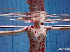 martina croatian redhead strips bikini pool shower nude