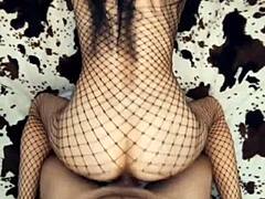 Beautiful milf strips erotic lingerie stockings for intense ass teasing