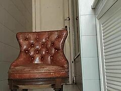 wanna see this big dick guy drag armchair to bathroom for monster cock stroke?