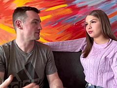 colombian college brunette shows kissing tips for muscular guys