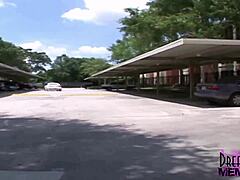 Incredible Tanned Blonde Flashes Big Tits Outdoors in Florida