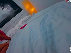 Hot Wife Strokes Hubby's Cock in Steamy Masturbation