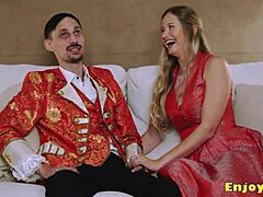 Platinum Blonde's Bald Pussy Worships Thick Man Rod in HD Titty Fuck