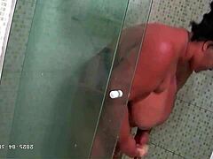 hidden cam catches busty brazilian stepmom's naughty bath