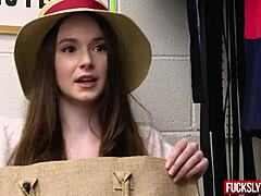 petite shy teen shoplifts on summer break and fucks boss