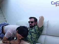 my slutty stepdaughter's carnival costume got me hard i fucked her skinny pierced body