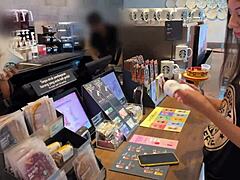 crazy starbucks cumwalk after public toilet blowjob sipping sperm coffee on streets