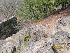 Busted Redhead Deepthroats Then Fucks Outdoor On Cliff