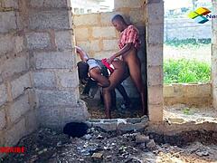 stranded ebony gettin fucked rough by bricklayer in buildin... damn subscribe!!