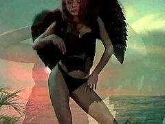 Wanna see this brunette's tight pussy stretched by massive costume toy?