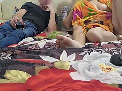 passionate wife shares creampie threesome with husband and lover