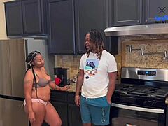 stepmom pregnant after bending over for sneaky kitchen creampie