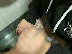 Deepvane Deepthroats Cock in Public Cinema Bathroom Slut Style Blonde