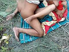 bangladeshi bhabhi's big tits bounce in outdoor couple fuck