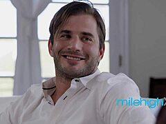 Busty Tanned MILF Hired for Pierced Pussy Licking and Riding