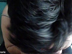 belle ejaculation on chienne marie's huge tits!