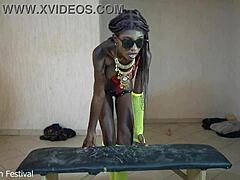 dark skinny beauty spreads her tempting pussy wide
