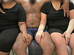 wife and friend threesome handjob action