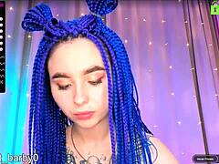 horny peliazul annbarby teases small tits on webcam
