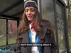 Big tits brunette air hostess coco bae gives pov blowjob then outdoor doggystyle fuck