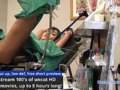 dr tampa turns curly brunette eliza sheilds into latex guinea pig