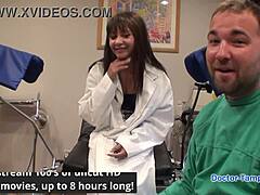 dr tampa turns curly brunette eliza sheilds into latex guinea pig