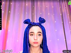 horny peliazul annbarby teases small tits on webcam