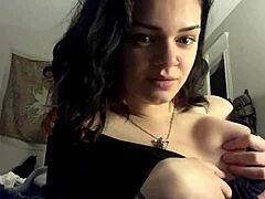 hot sexy big tits girl flashes boobs horny tease!