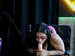 Morena Marcelly Melo Slobbers Deep on Toy Cock Tease