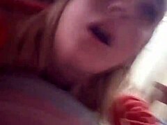 Blonde slut loves throat fucking and doggystyle pounding bent over