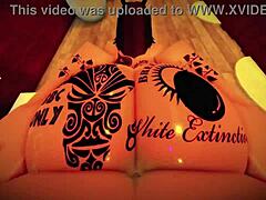 big cock blasts cumshots through gloryhole on huge tits faces