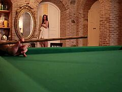 lesbian babes lick pussy on pool table shaking from orgasm 😍💦👅