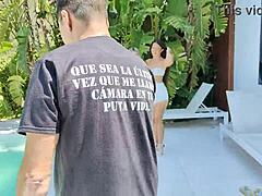 backstage couple swap with bisexual blondes big asses tits sucking monster cocks poolside!