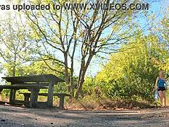 Sizzling porn picnic flashes natural tits outdoors 😏🌳🍑